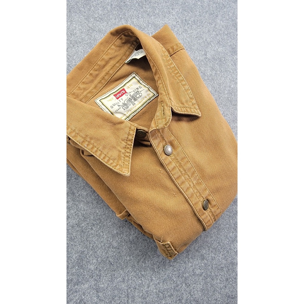 Vintage 90s Levi's Men's Red Tab Duck Canvas Long Sleeve Work Shirt Brown Medium - Picture 4 of 16